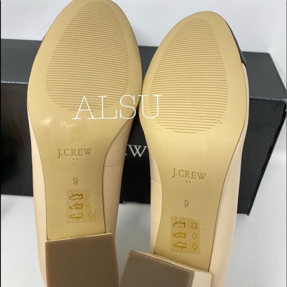 J.Crew Bryan Leather Cap-Toe Block Heels Beige - Picture 6 of 8